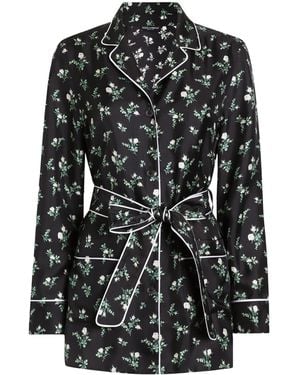 Dolce & Gabbana Silk Floral Belted Shirt - Black