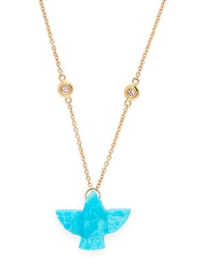 Jacquie Aiche Baby, Diamond And Thunderbird Necklace - Blue