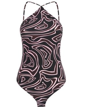 PUCCI Labirinto Print Halterneck Swimsuit - White