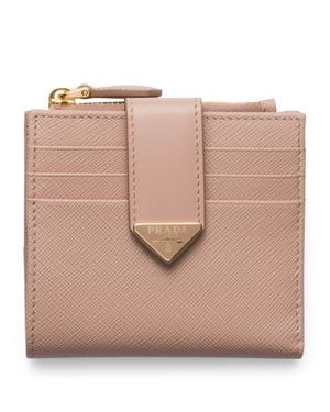 Prada Saffiano Leather Bifold Card Holder - Pink