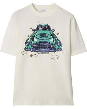 Burberry Car-Print Graphic T-Shirt - White