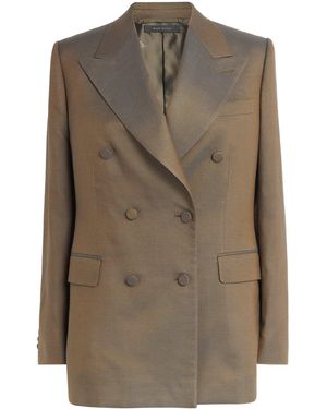 Brioni Silk Double-Breasted Flavia Blazer - Green