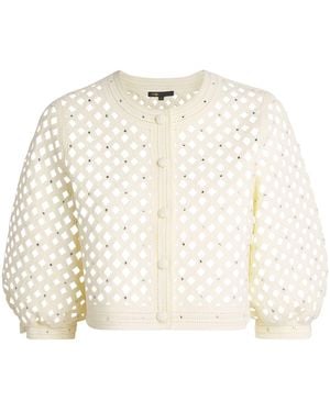 Maje Embellished Crochet Cardigan - Natural