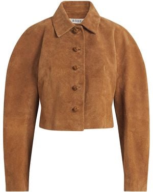 Rohe Textured Suede Cropped Jacket - Brown