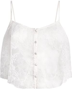 Fleur du Mal Lace Jasmine Flutter Camisole - White
