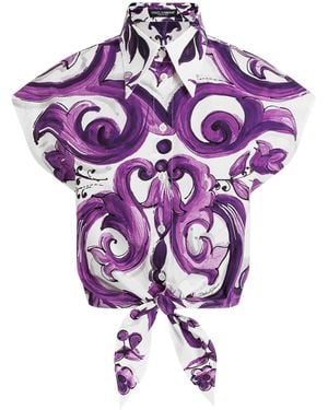 Dolce & Gabbana Cotton Majolica Print Shirt - Purple