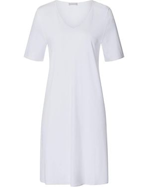 Hanro Short-Sleeve Cotton Silk Nightdress - White