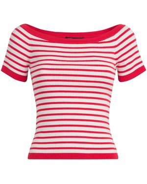 Maje Stripe Rib-Knit Top - Red