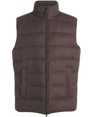 Herno Silk-Cashmere Down Quilted Gilet - Brown