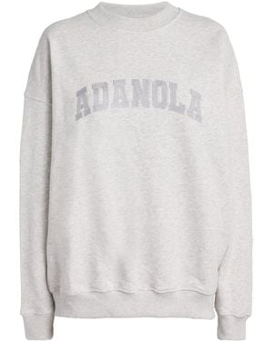 ADANOLA Organic Cotton Varsity Chainstitch Sweatshirt - White