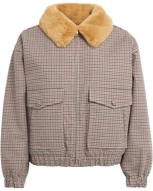 Sandro Faux-Fur-Lined Bomber Jacket - Brown