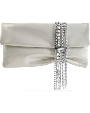 Jimmy Choo Zandra Leather Embellished Clutch Bag - Grey