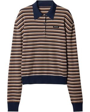 Miu Miu Virgin Wool Stripe Polo Shirt - Black