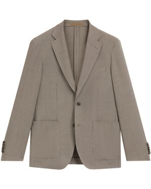 BOSS Virgin Wool-Silk Slim Fit Blazer - Brown