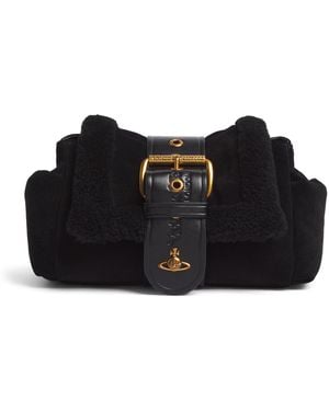 Vivienne Westwood Suede Hazel Treasure Clutch Bag - Black