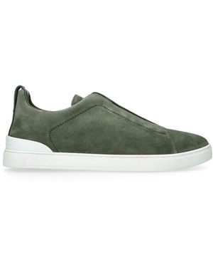 ZEGNA Suede Triple Stitch Trainers - Green