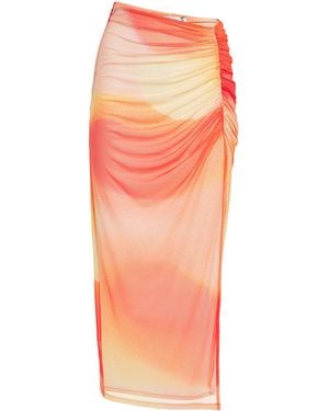 Jonathan Simkhai Mesh Gathered Kensington Maxi Skirt - Orange