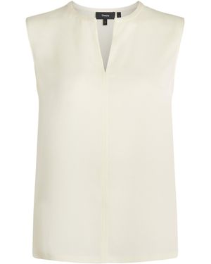 Theory Split-Neck Shell Top - White