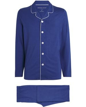 Derek Rose Micromodal Long Basel Pyjama Set - Blue