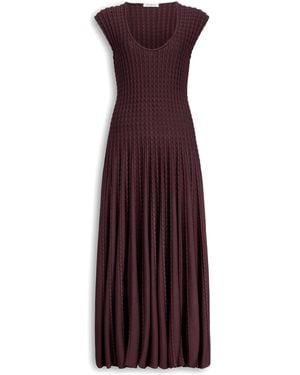 Alaïa Pleated Midi Dress - Purple