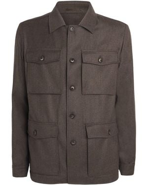 Pal Zileri Virgin Wool-Cashmere Field Jacket - Brown