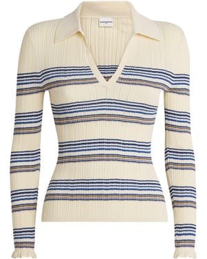 Claudie Pierlot Stripe Polo Top - Blue