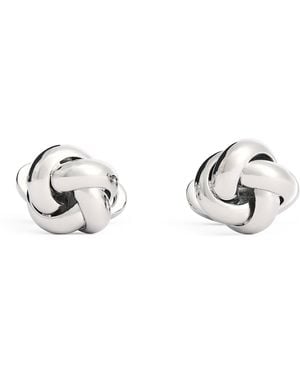 Babette Wasserman Rhodium-Plated Metal Knot Cufflinks - White