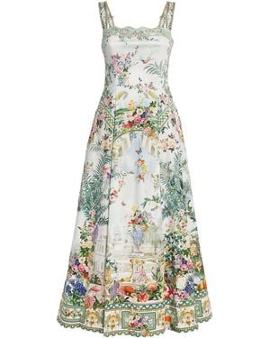 CAMILLA Stretch-Cotton Art For The Empress Flared Midi Dress - White
