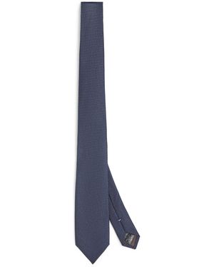 Canali Silk-Linen Jacquard Tie - Blue
