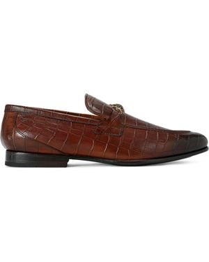 Kurt Geiger Croc-Embossed Alton Loafers - Brown