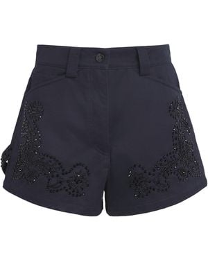 Sandro Cotton Embroidered Shorts - Blue