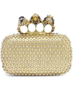 McQueen Crystal Bosch Knuckle Clutch Bag - Metallic