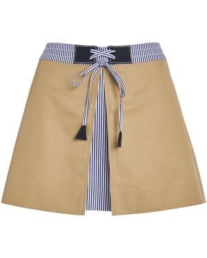 Sandro Cotton Panel-Overlay Mini Skirt - Natural