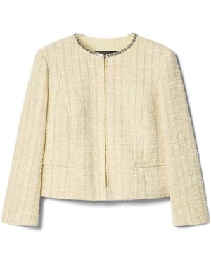 Marina Rinaldi Tweed Embellished Blazer - Natural