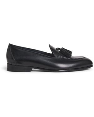 Brioni Leather Tassel Appia Loafers - Black