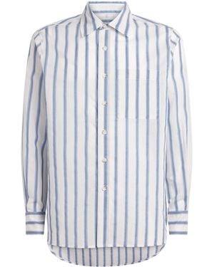 Commas Cotton Silk Gradient-Stripe Shirt - Blue
