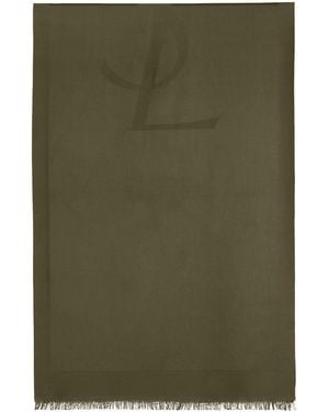 Saint Laurent Wool Cassandre Logo Scarf - Green