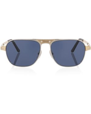 Cartier Rectangular Aviator Sunglasses - Blue