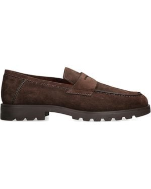 Santoni Suede Detroit Roccia Loafers - Brown