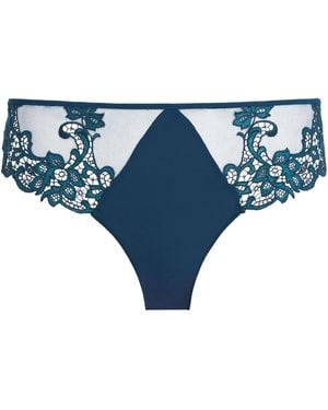 Simone Perele Lace-Trim Saga Bikini Briefs - Blue