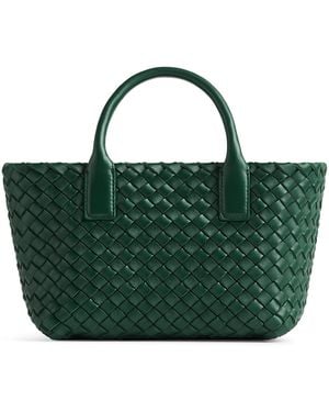 Bottega Veneta Mini Leather Cabat Top-Handle Bag - Green