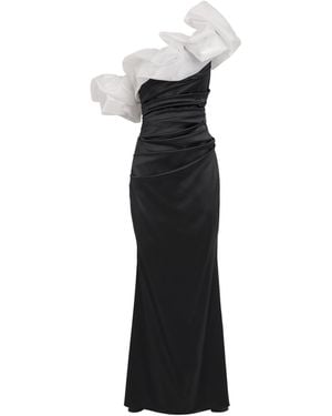 Talbot Runhof One-Shoulder Embellished Gown - Black
