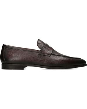 Magnanni Grained-Leather Diezma Loafers - Brown