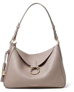 Aspinal of London Grained Leather Ella Shoulder Bag - Grey