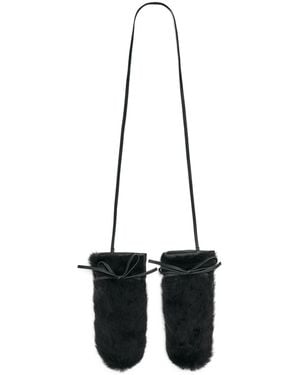 Yves Salomon Mink Fur-Leather Mittens - Black