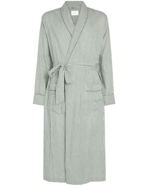 Harrods Cotton Stripe Robe - Grey