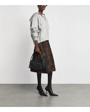 Ami Paris Goatskin Leopard Midi Skirt - White