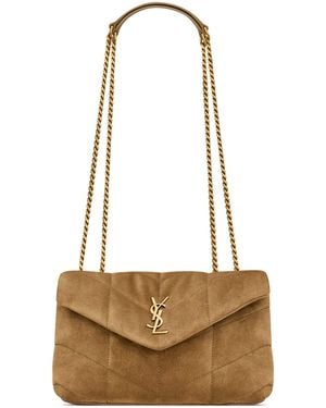 【Saint Laurent】YSL C.WALL MONO SUEDE SATIN CA◆7794301U827 Saint Laurent Ysl C.Wall Mono Suede Satin Ca in Natural | Lyst