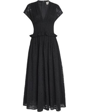 Tory Burch Broderie Anglaise Midi Dress - Black