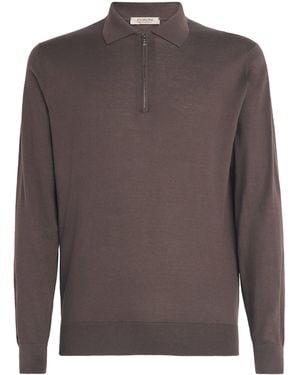 FIORONI CASHMERE Cotton-Cashmere Polo Sweater - Brown